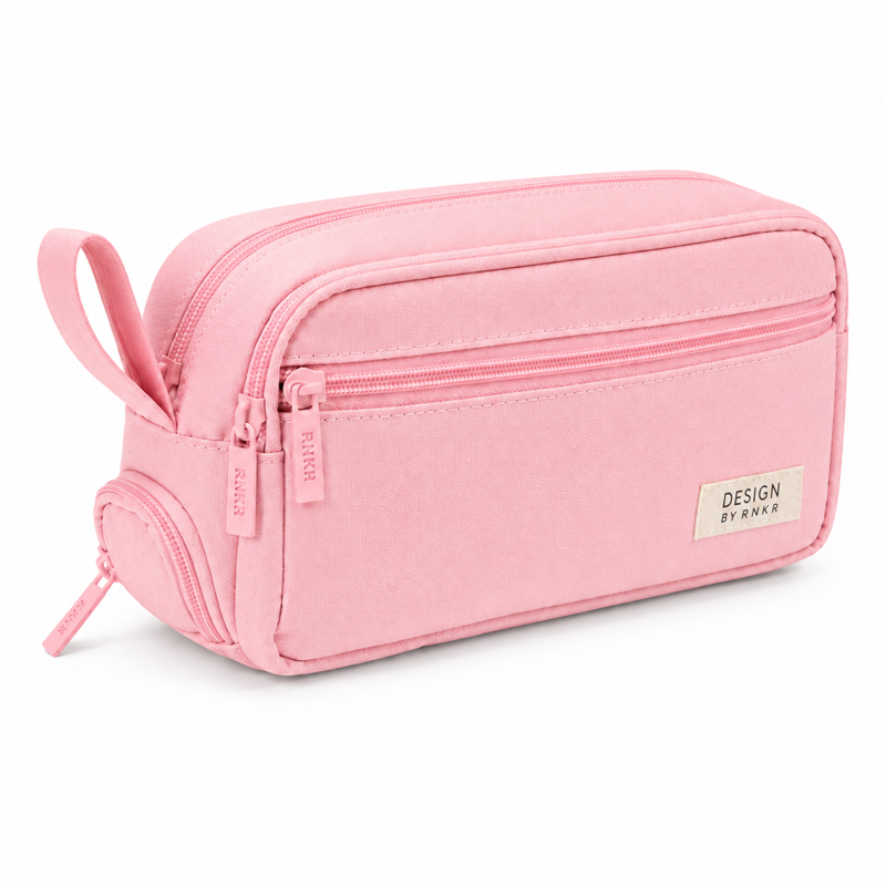 Large Capacity Multi-Compartment Canvas Pencil Case with Dual Zipper - Portable School Office Organizer