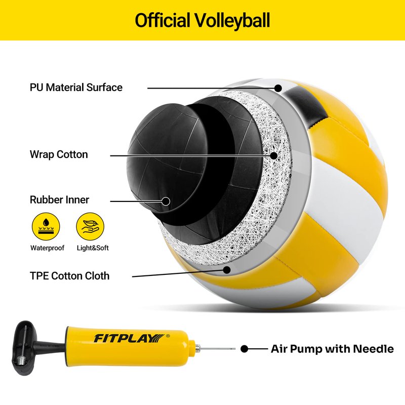 Portable Volleyball Net Set with Adjustable Heights for Outdoor Play 32x3FT