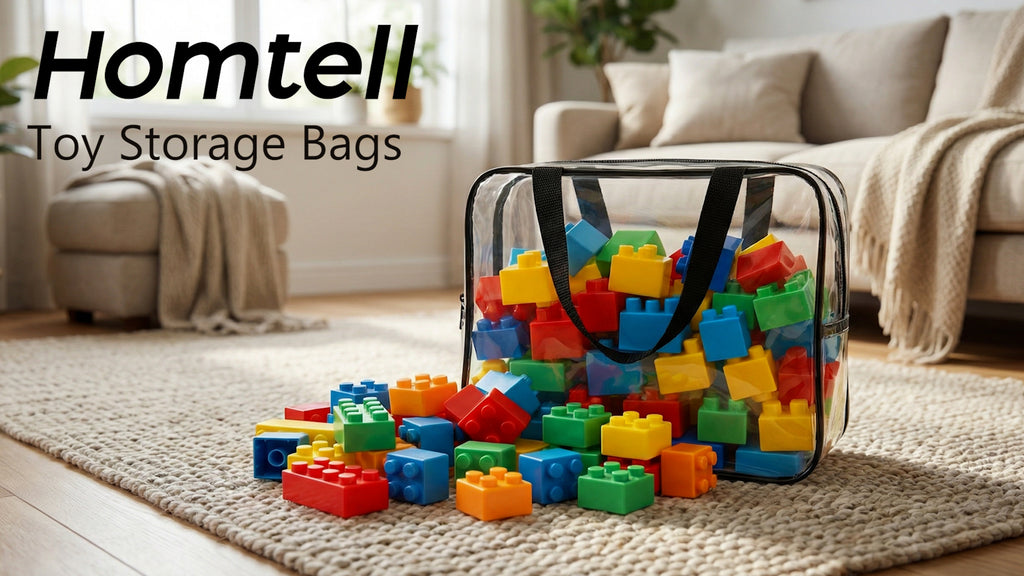 Clear Toy Storage Bags with Handles - 6 Pack, Waterproof Organizer Bins