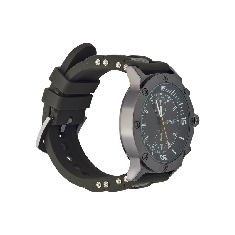 Men's Olive Silicone Strap Watch 52mm - Waterproof, Stylish Timepiece