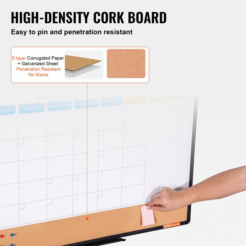 36x24 Inch Magnetic Whiteboard & Cork Board Combo with Aluminum Frame – Wall Mount Bulletin Board for Office & Home
