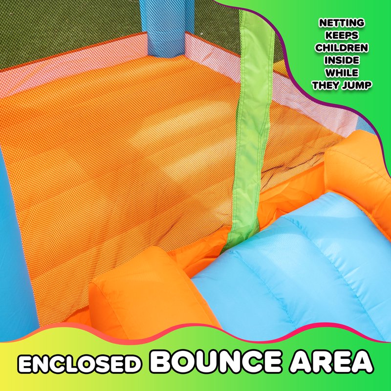 Sportspower My 1st 4-in-1 Inflatable Bounce House with Blower, Soccer Goal & Basketball Hoop