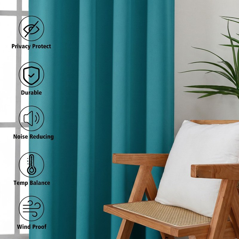 50x96 Turquoise Aether Aether 96 Inch Long Blackout Curtains - 2 Panels, Thermal Insulated, Floor-to-Cloor Drapes