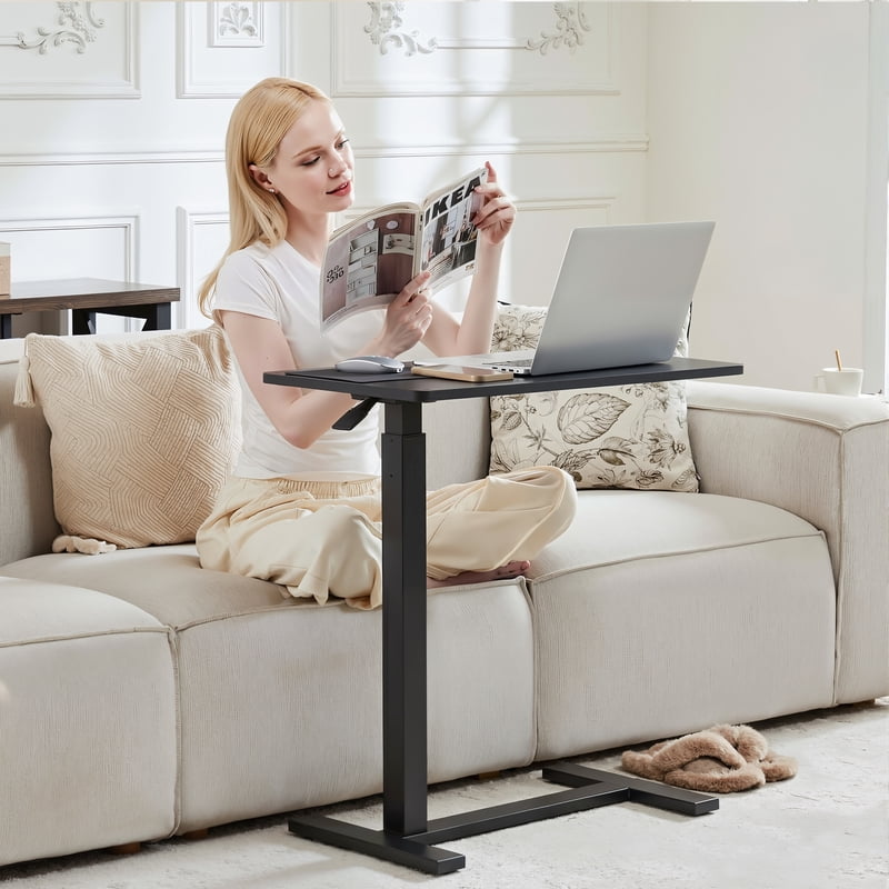 ZUNMOS Mobile Standing Desk with Hidden Casters - Height Adjustable Overbed Laptop Table (Variation: Black)