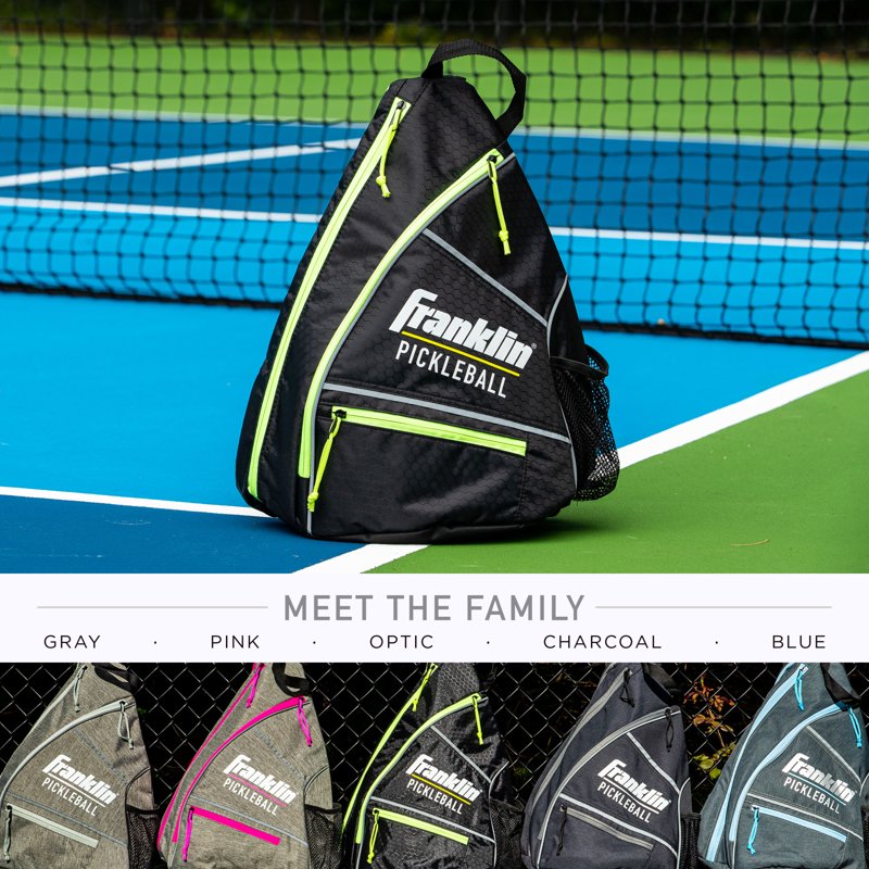 Pickleball Sling Bag - Franklin Sports Black/Neon Yellow - Official U.S. Open Bag