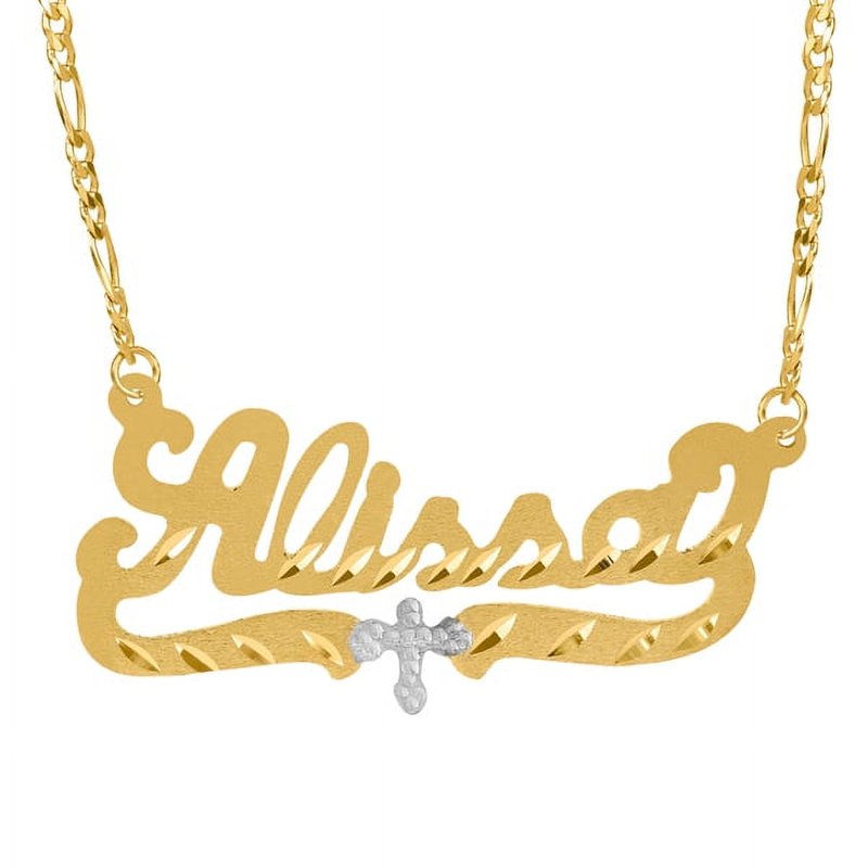 Personalized Name Necklace with Beading and Rhodium Finish - Custom Engraved Pendant