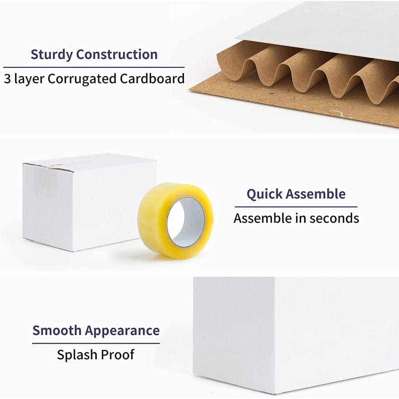 40 Pack White Corrugated Shipping Boxes 6x4x4 - Eco-Friendly Mailer