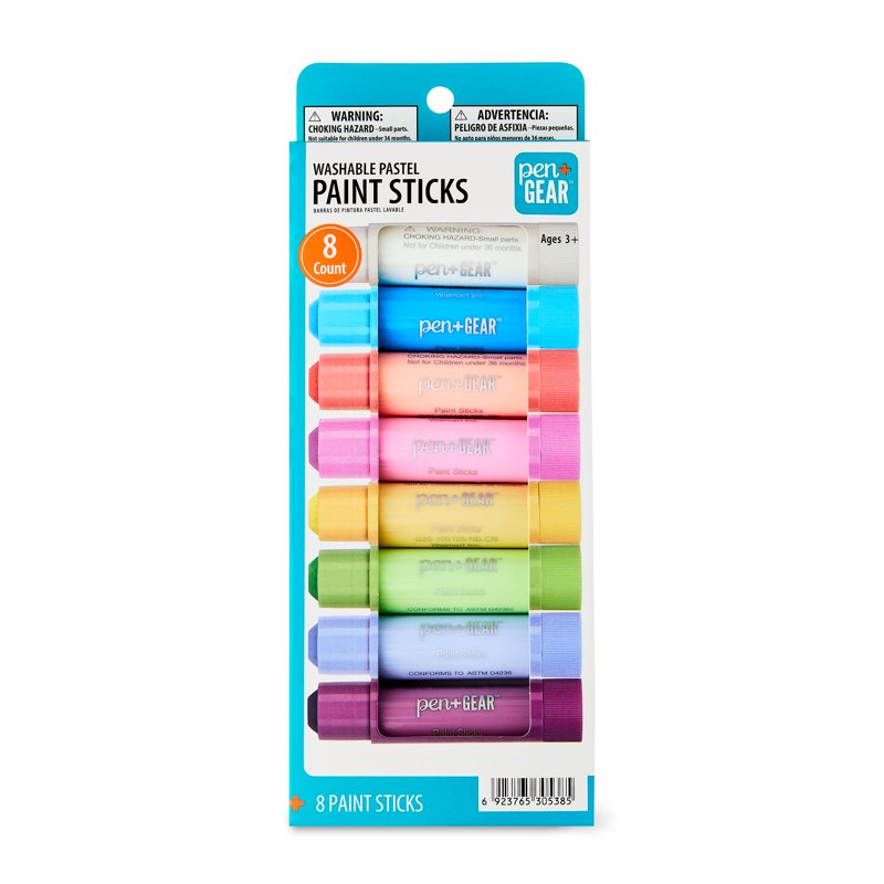 Kids Washable Paint Sticks Set - 8 Bright Pastel Colors, Non-Toxic Art Supplies