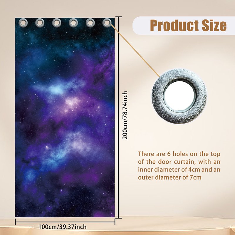 Galaxy Space Nebula Doorway Curtain Room Divider - Foldable Polyester Privacy Screen