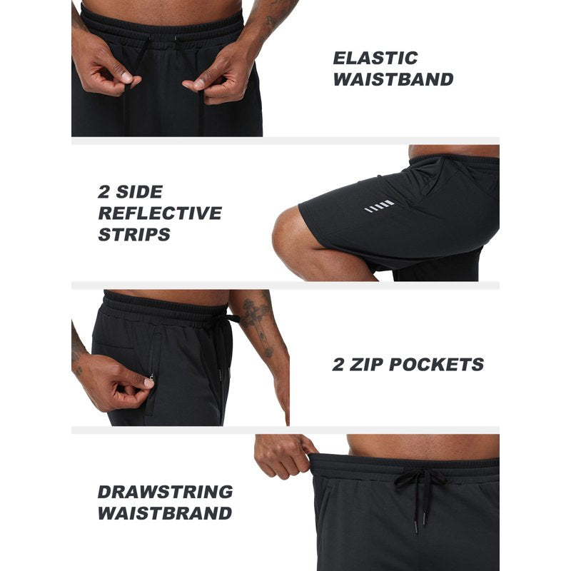 Men's Athletic Running Shorts with Zipper Pockets - Breathable Mesh Quick Dry Gym Wear