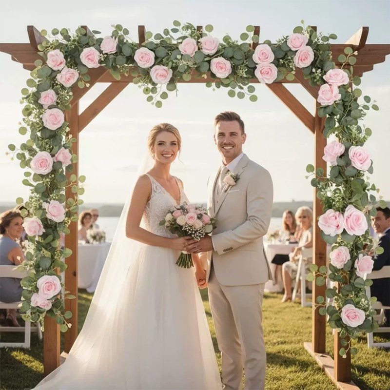 Artificial Rose Garland 5.7FT for Wedding & Party Decoration Pink