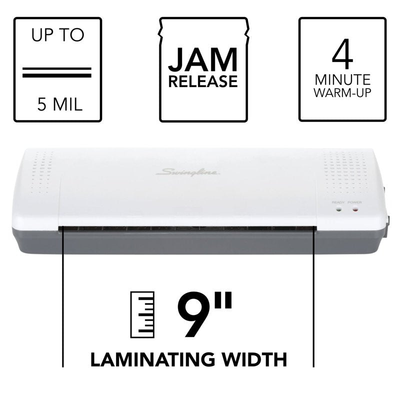 Thermal Pouch Laminator 9-Inch Max Width, 4-Minute Warm-up, 3-5 Mil - Home & Office Use