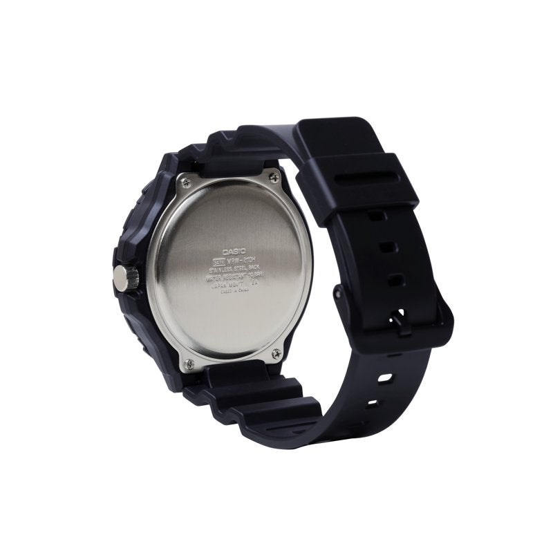 Men's Quartz Watch with Black Resin Strap, Water-Resistant 44.6mm Dial