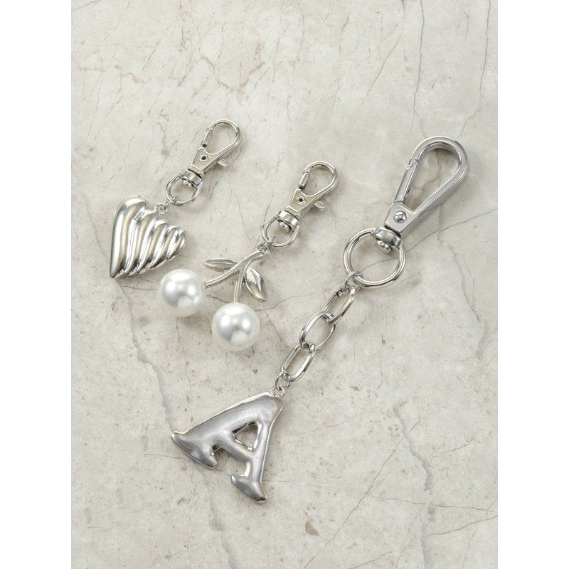 Initial Letter Bag Charm Set - Silvertone 3-Piece Bag Accessories