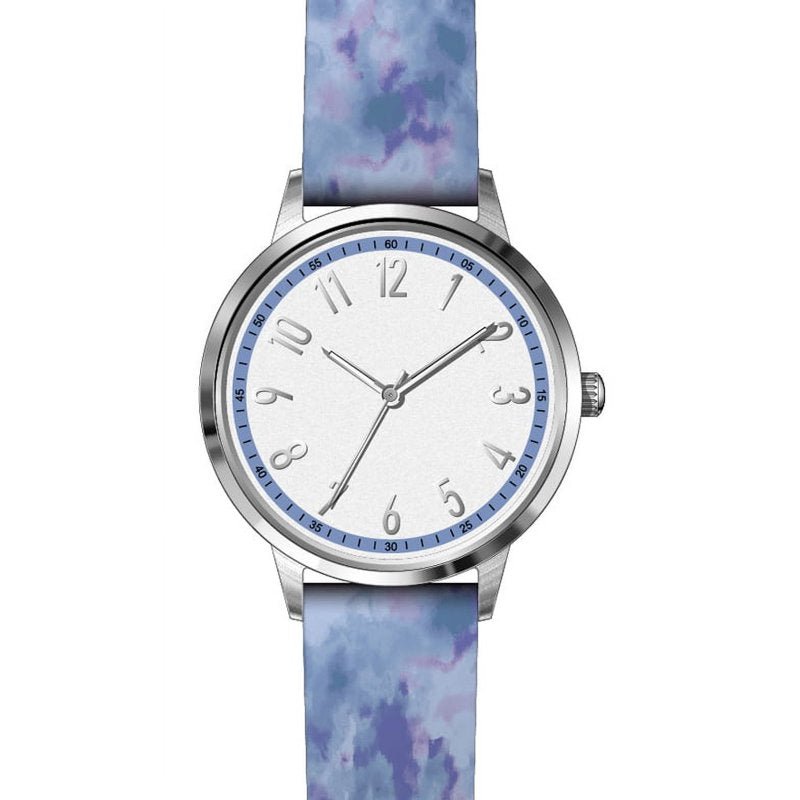 Women's Casual Watch with Blue Silicone Strap and White Dial - Water Resistant