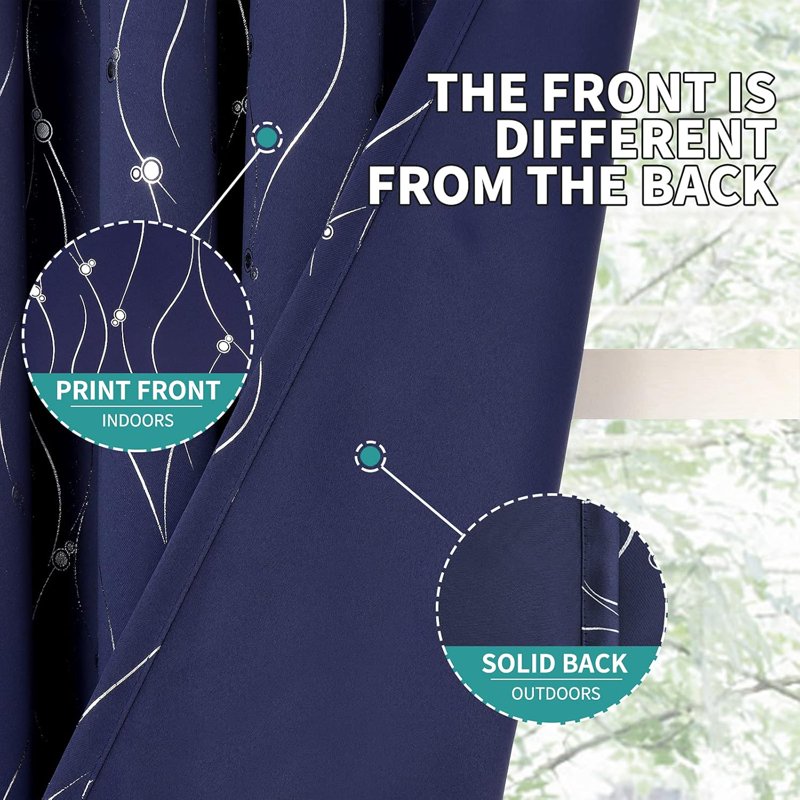 Thermal Insulated Blackout Curtains Set for Bedroom - Grommet Room Darkening Window Drapes