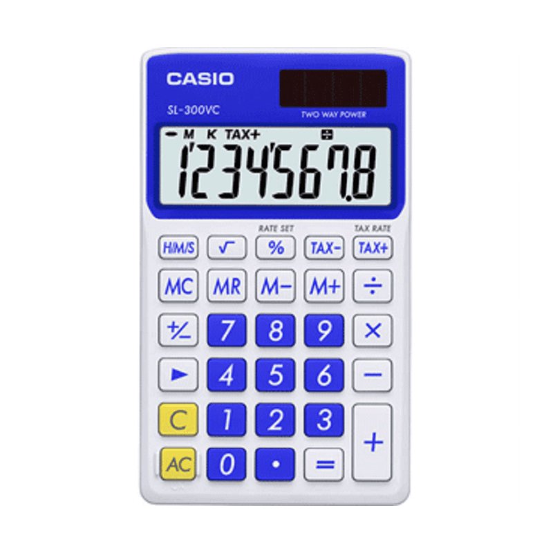 8-Digit Solar Power Calculator with Protective Wallet Case - Blue