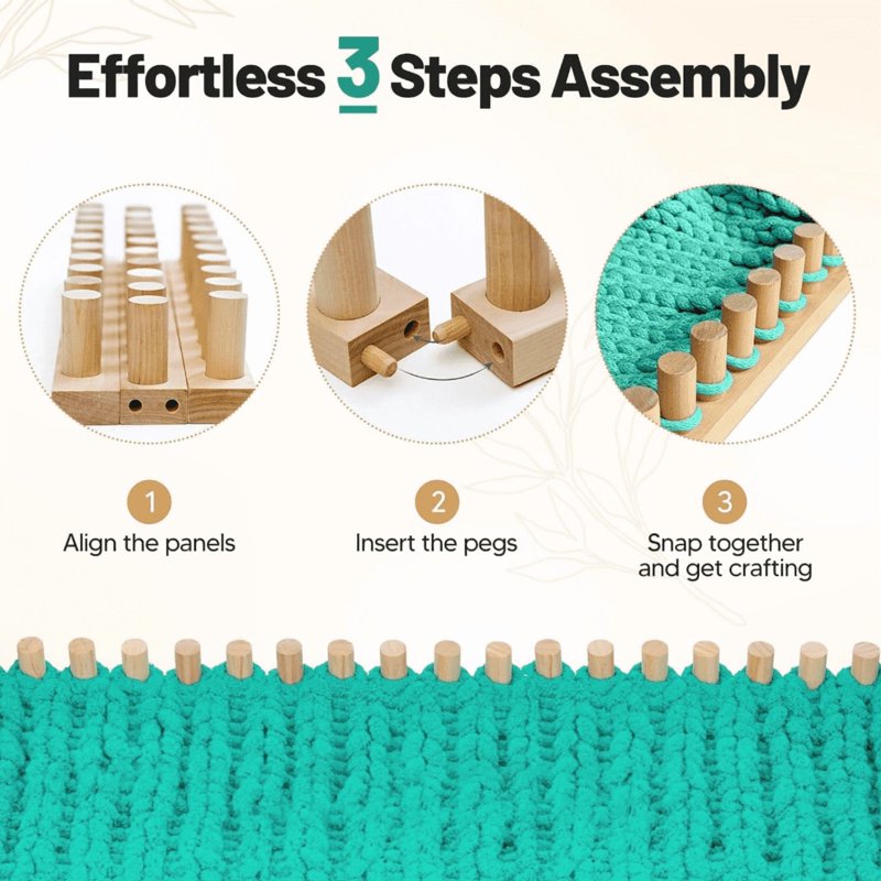 Wooden Knitting Loom Set for Beginners - Portable Yarn Craft Kit for Blankets & Accessories
