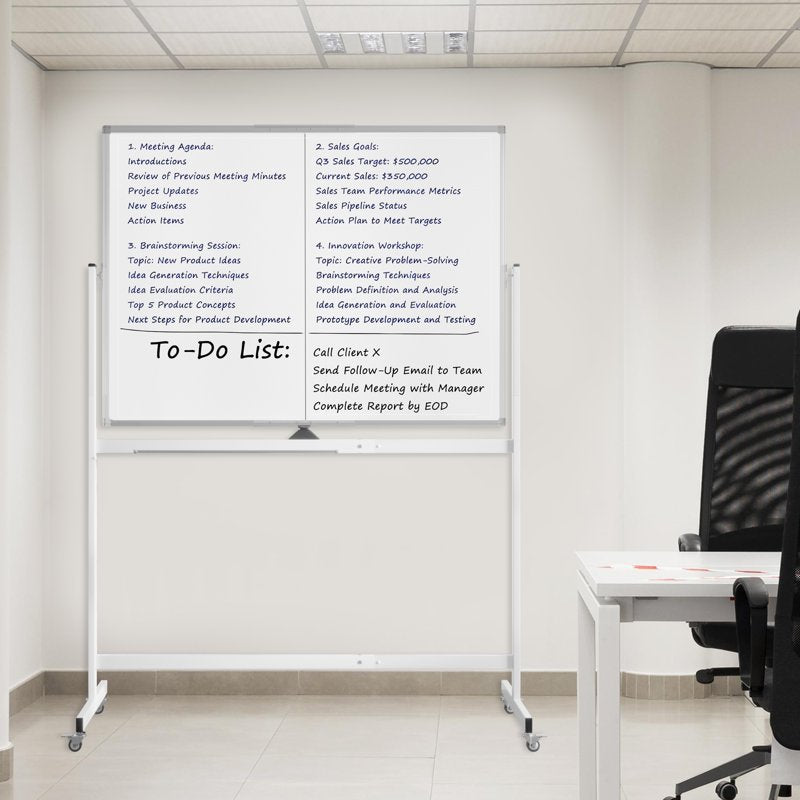 Large Rolling Whiteboard on Wheels - 48 x 36 Inches Magnetic Dry Erase Board with Stand