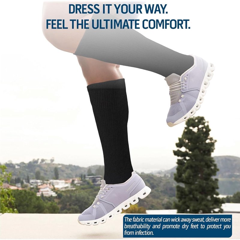 Diabetic Over The Calf Socks - Non-Binding Premium Cotton Knee High Men 6 Pairs