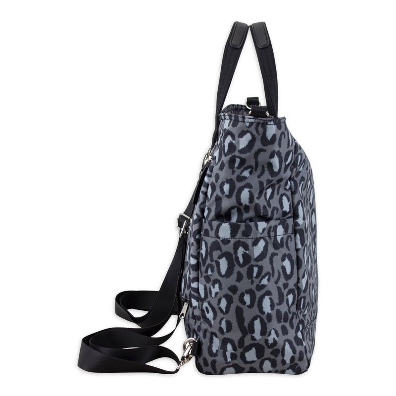 Convertible Tote Backpack for Women - Gray Leopard, Multi-Use & Spacious