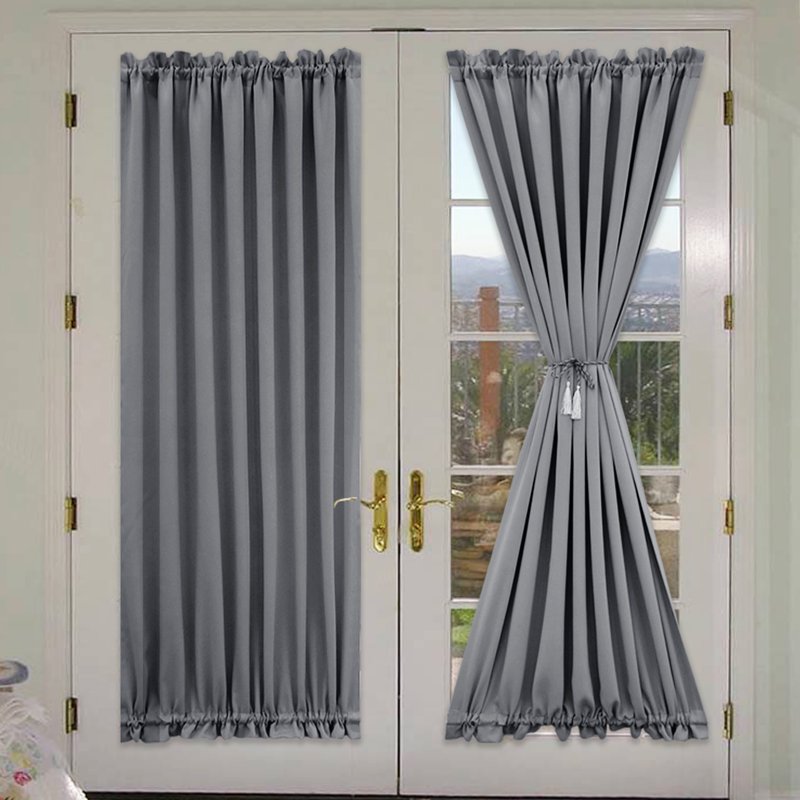 Blackout French Door Curtain - Insulated Privacy Door Drapery 52x40 Inches