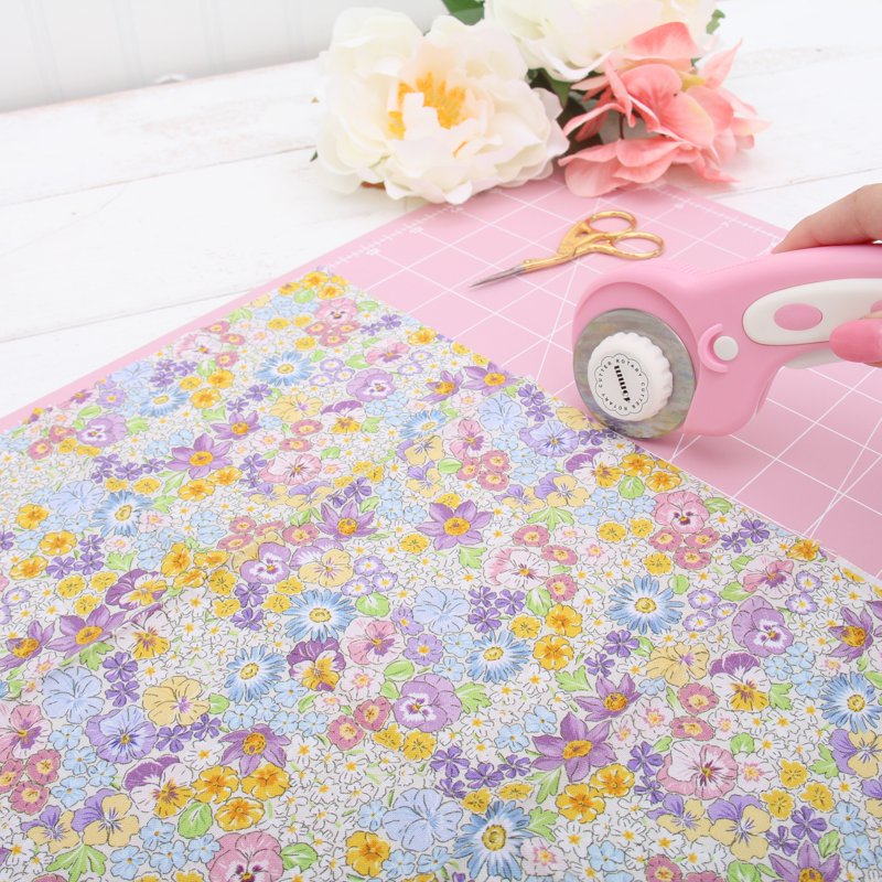 Cotton Quilting Fabric by the Yard - Spring Picnic Collection - Magenta Floral