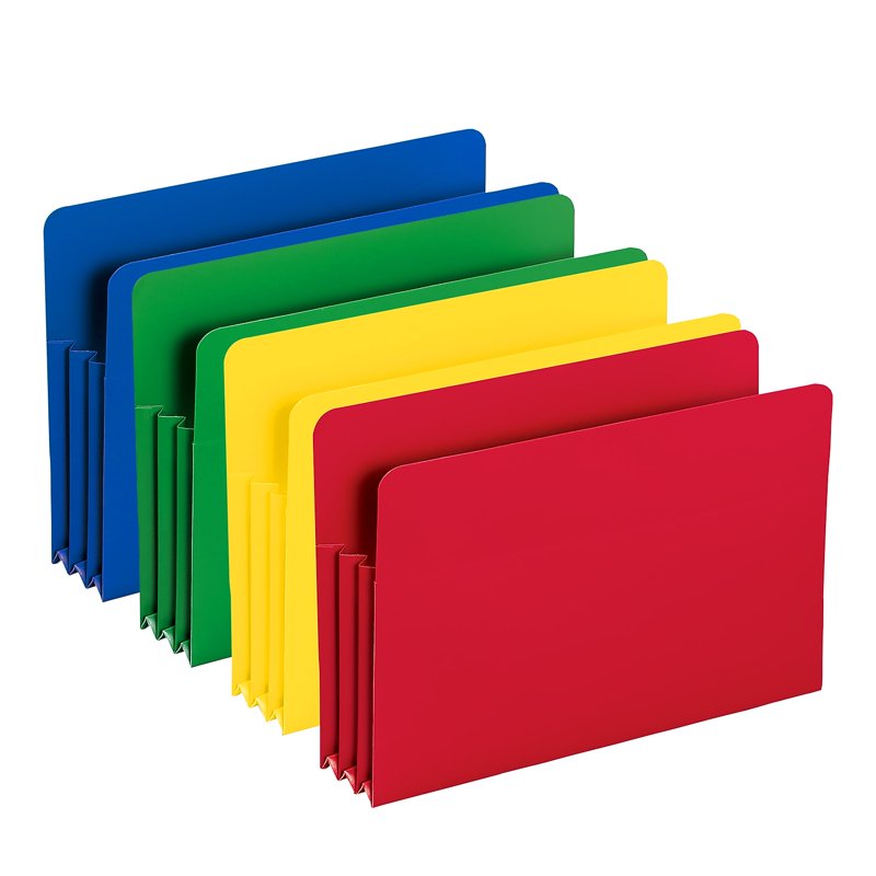 Poly File Pocket with Straight-Cut Tab - 3.5 Inch Expansion, Pack of 4