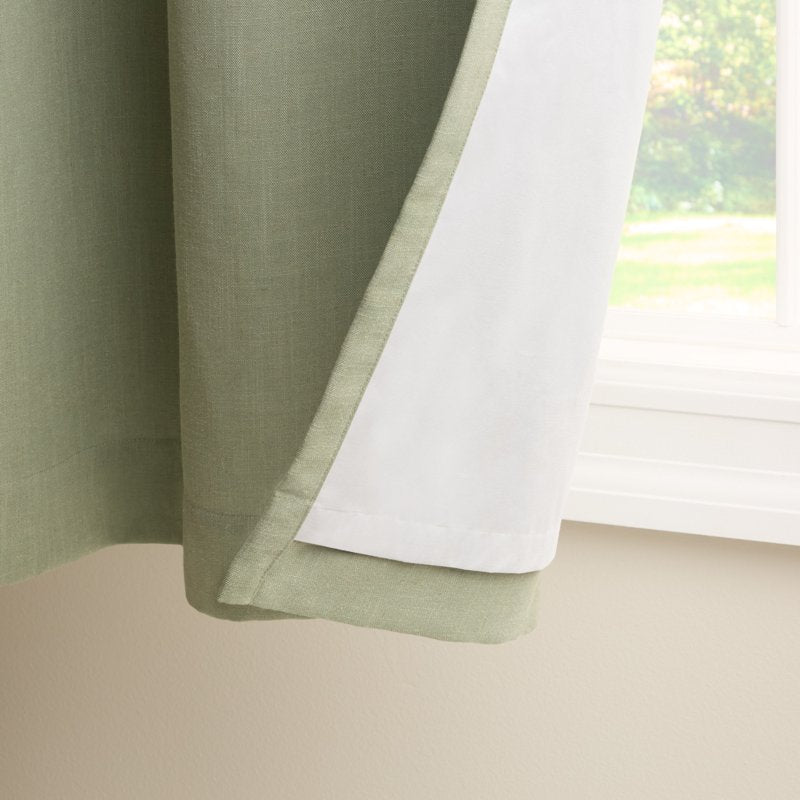 Indoor Blackout Linen Texture Curtains 2-Pack with Energy Saving Lining