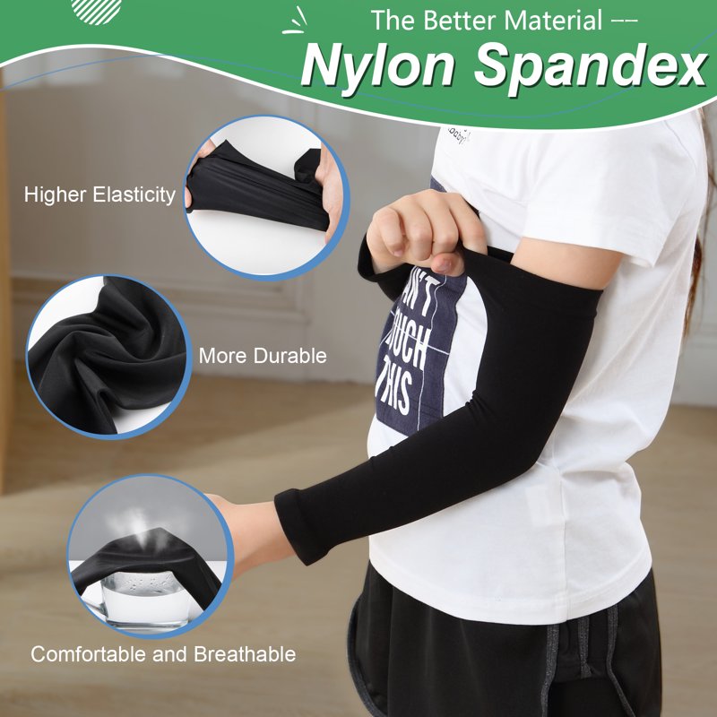 Kids Compression Arm Sleeves 4 Pairs for Sports Sun Protection Youth Boys Girls