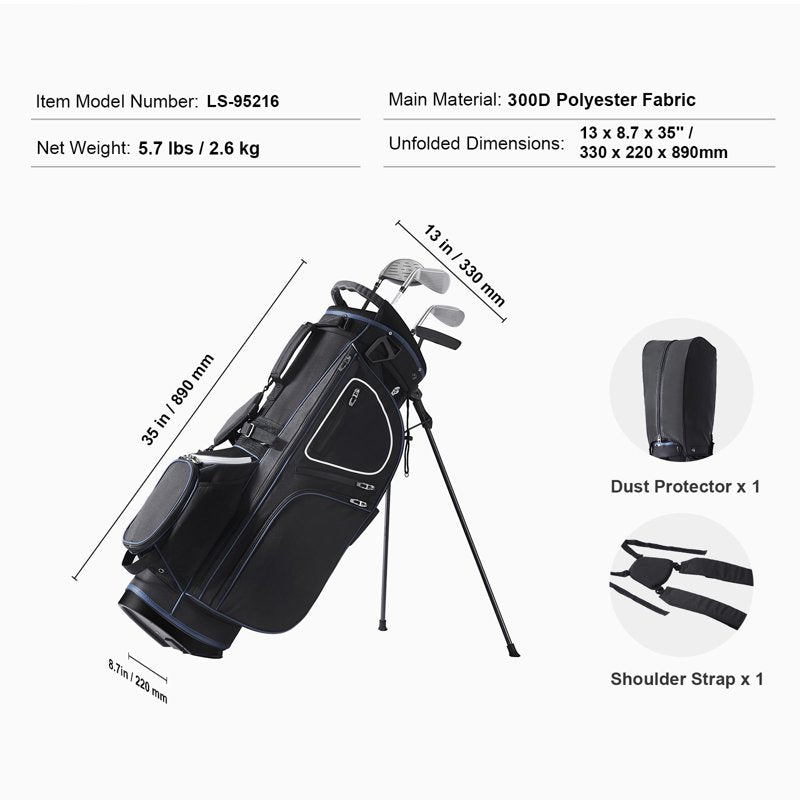 Golf Cart Bag with 14-Way Divider, 36", 11 Pockets, Waterproof & Durable