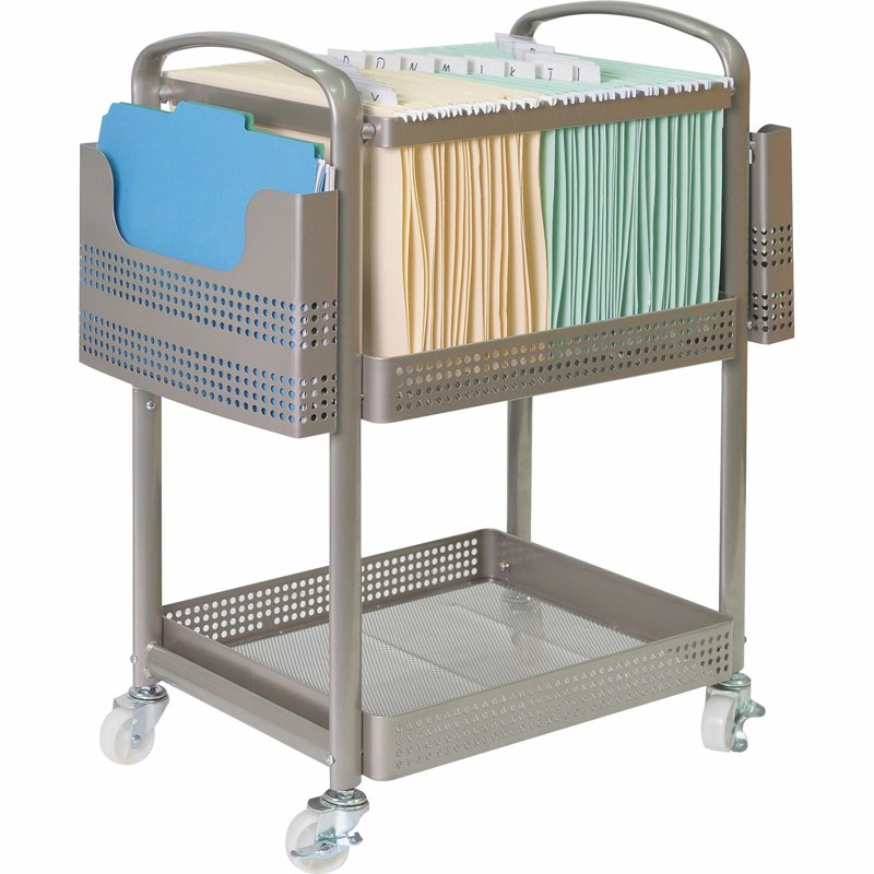Lorell Mobile File Cart with Locking Casters - Champagne Gold