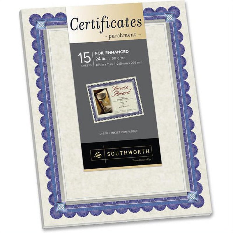 Foil-Enhanced Parchment Certificates for Awards and Recognition - Ivory 8.5x11, Laser & Inkjet Compatible, 15 Pack