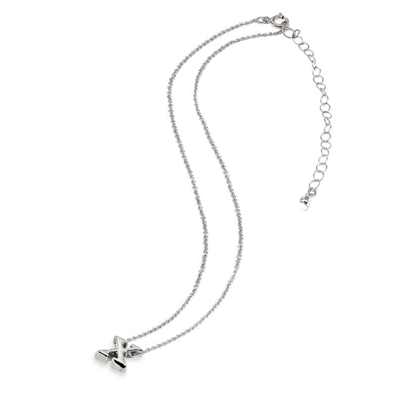 Sterling Silver Letter X Necklace 15-inch Chain with Extender, Personalized Gift