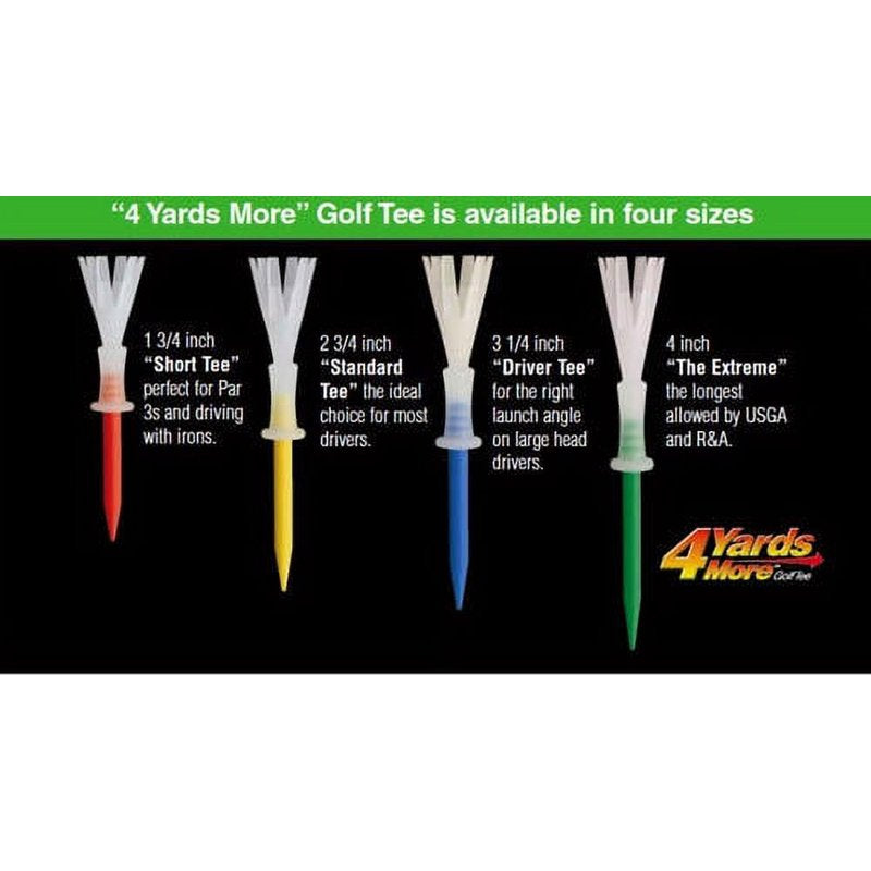 4 Yards More Yellow Plastic Golf Tees 2-3/4 Inches Durable & Reusable