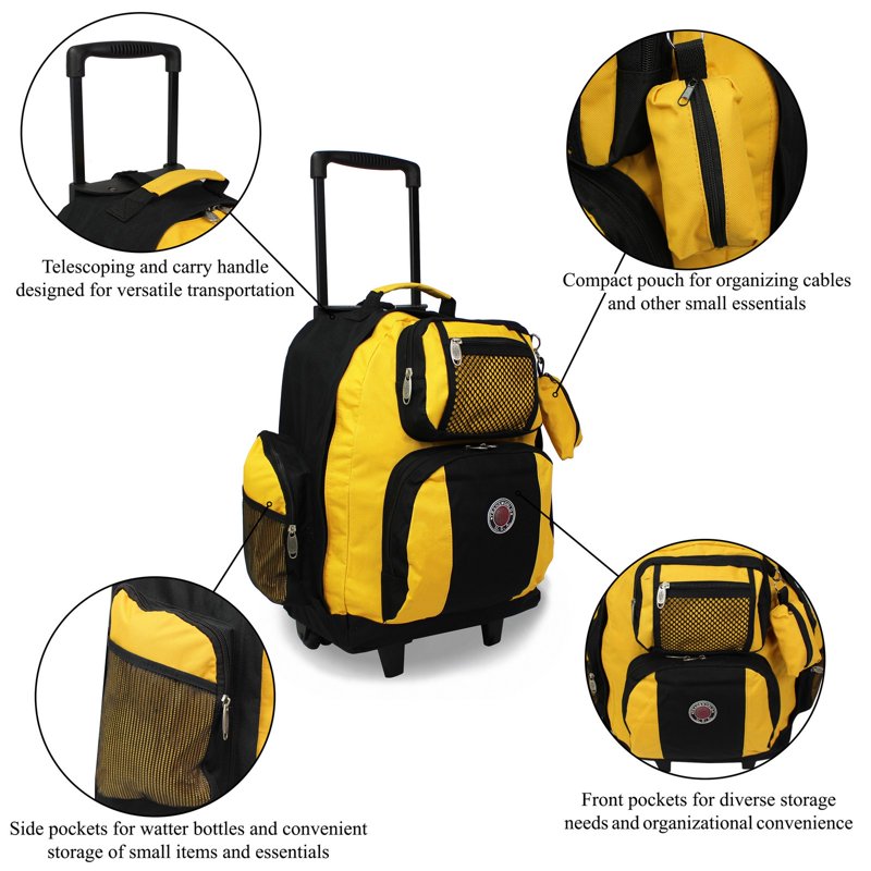 22-Inch Multi-Functional Rolling Backpack Carry-On for Travel & School