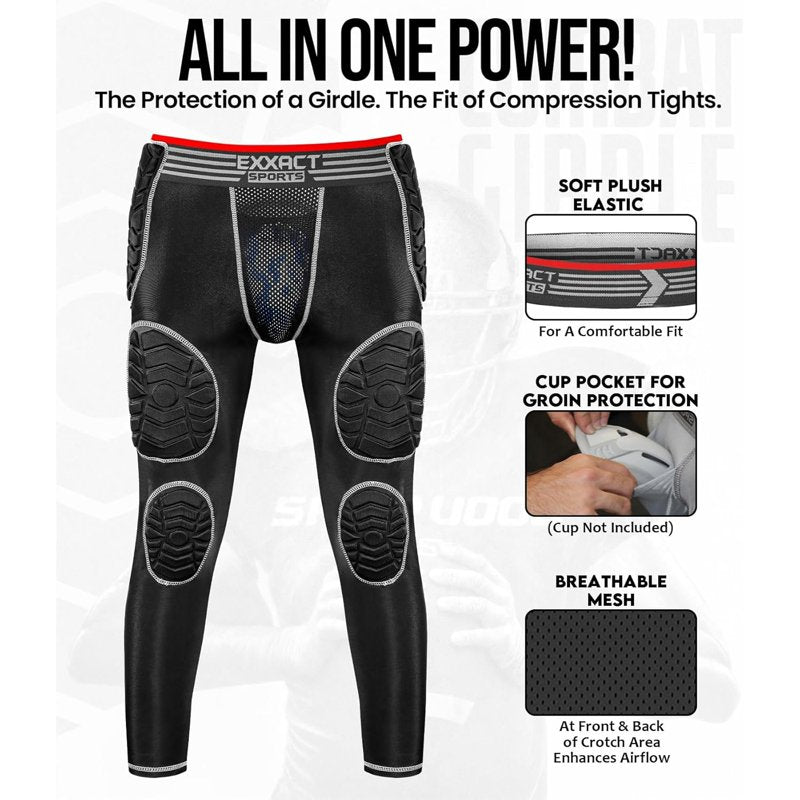 Men's Padded Compression Football Girdle with 7-Pad Hip Knee & Tailbone Protection