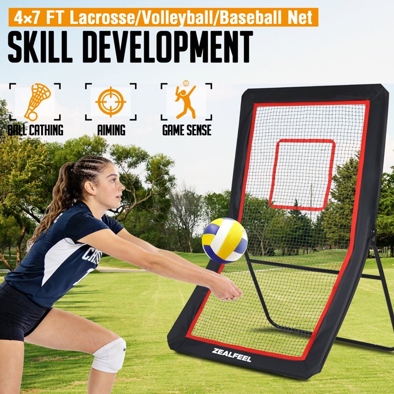 Multi-Sport Lacrosse Rebounder Net 4x6 ft with Adjustable Angles & Carry Bag