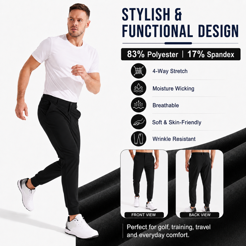 Men's Casual Joggers Pants - Lightweight, Slim Fit, Stretchy Tapered Style