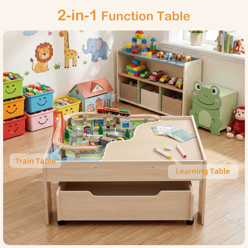 Kids Train Table Set with Electric Train & Storage - 101 Pieces