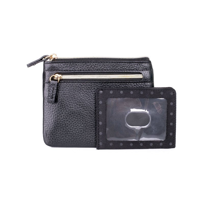 Leather Card & Coin Case for Women - ID Wallet with Zipper & Slots