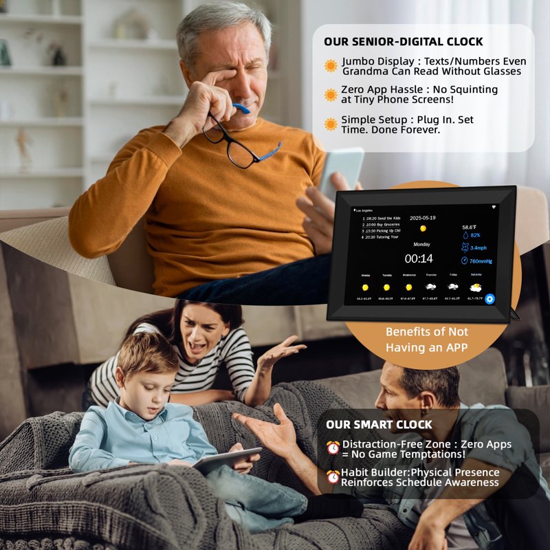 WiFi Touch Screen Digital Calendar Desk Organizer - 10.1 & 15.6 Inch Variants