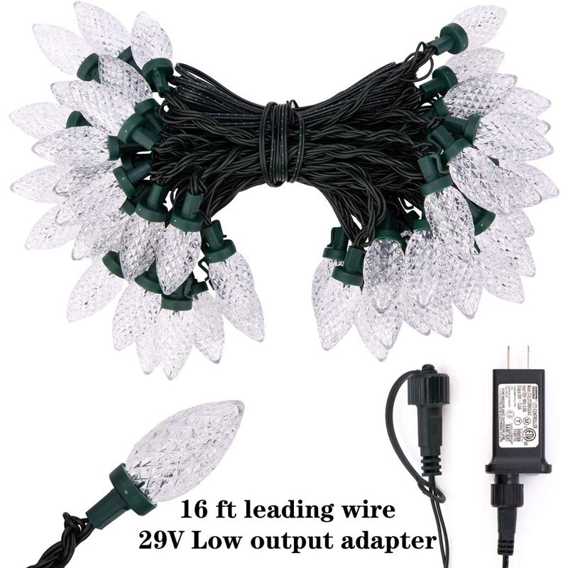 50 LED Christmas String Lights 49 Ft C9 Fairy Lights Waterproof Indoor Outdoor Decor