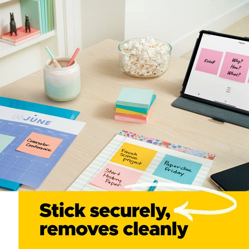Post-it Original Sticky Notes Set in Beachside Cafe Colors, 12 Pads
