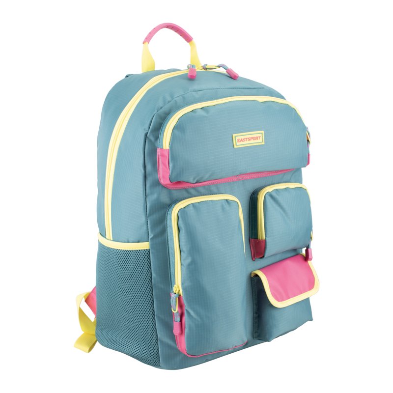 Unisex 18.5-Inch Cargo Backpack with Pockets and Tech Sleeve - Soft Teal
