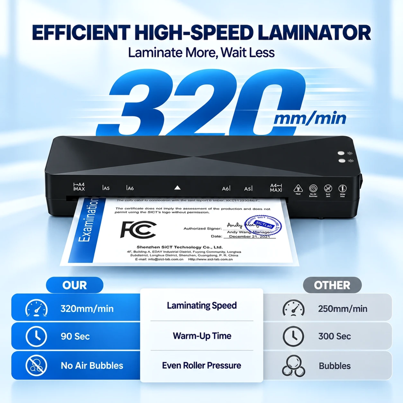 A4 Thermal Laminator Machine with Hot Cold Modes, Fast Warm Up, Jam Release, Bubble-Free for Home Office School
