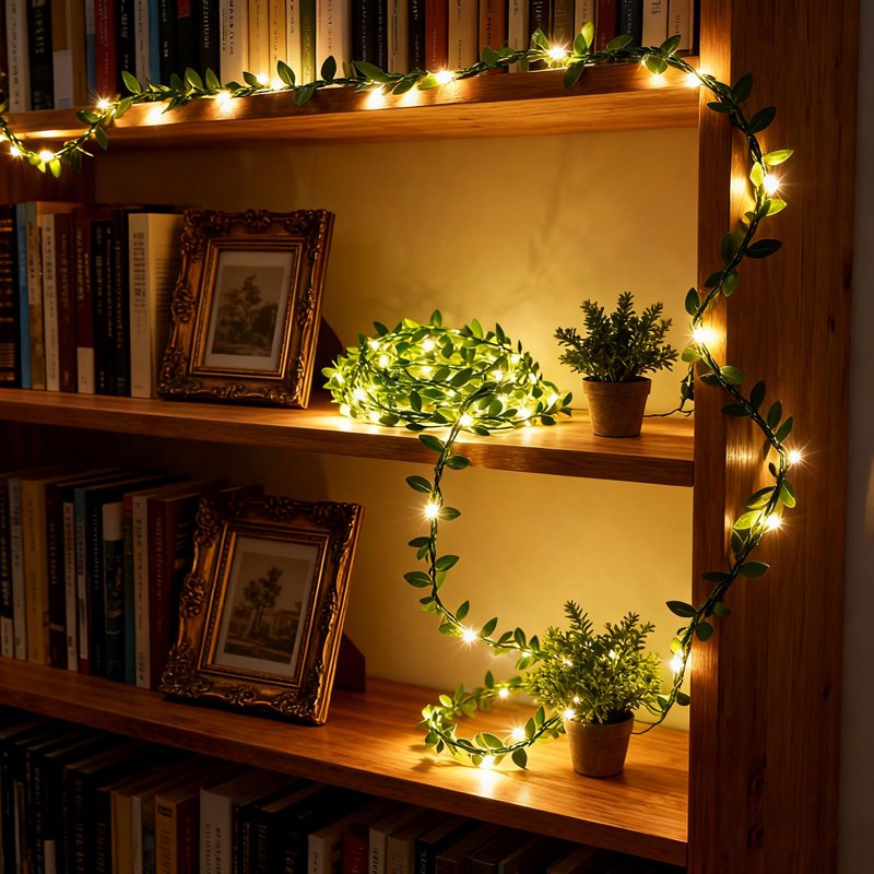 LED String Lights with Fabric Leaves for Holiday & Party Decor - 78.7 Inch