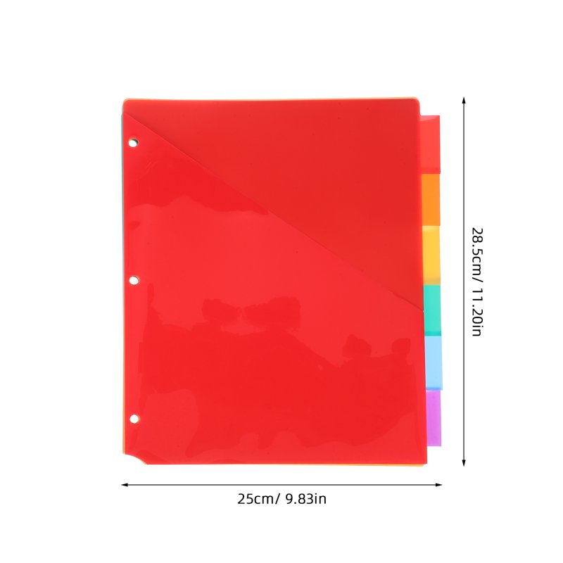 Multicolor Plastic Binder Dividers with Tabs for A4 & Letter Size Binders - 6 Pack