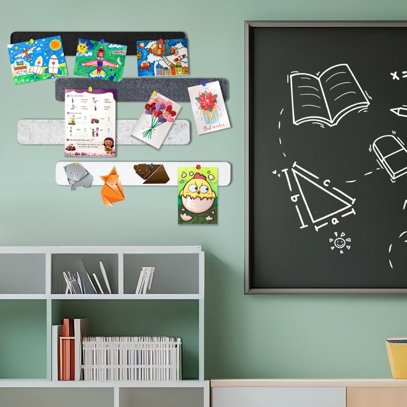 8-Pack Self-Adhesive Cork Bulletin Board Strips with Push Pins for Walls
