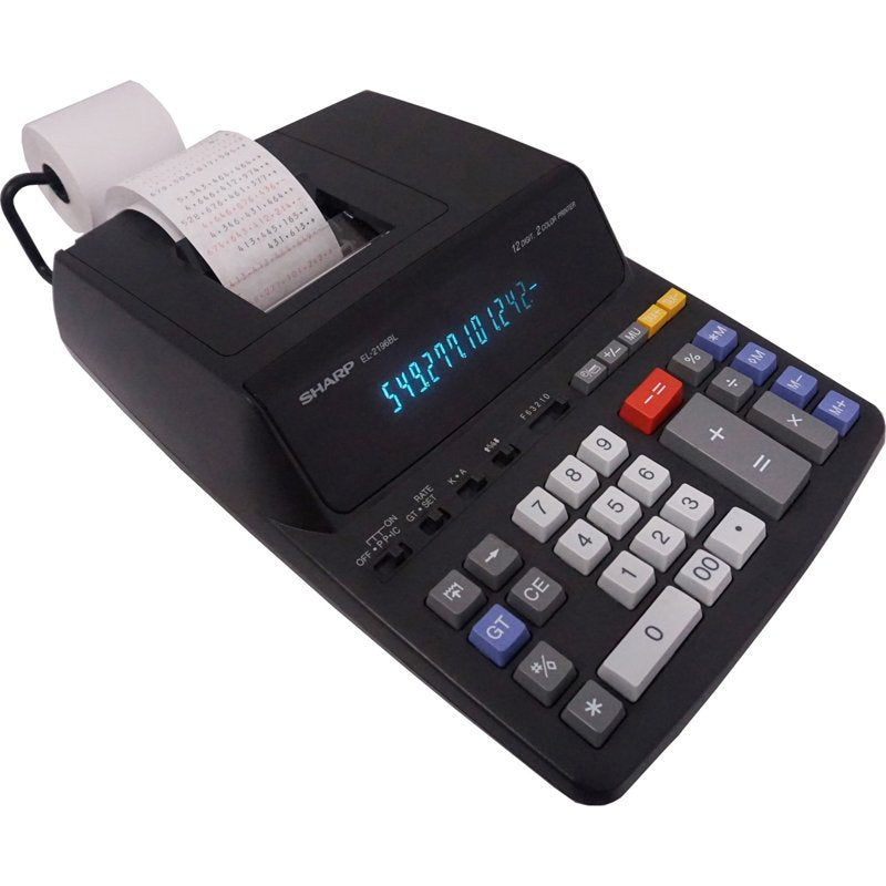 12-Digit Printing Calculator with Memory and Fast Ribbon Printer - Black